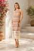 Striped Halter Fringe Maxi Dress