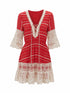 Crochet Lace Bell-Sleeve Mini Dress