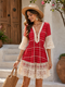 Crochet Lace Bell-Sleeve Mini Dress