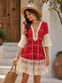 Crochet Lace Bell-Sleeve Mini Dress